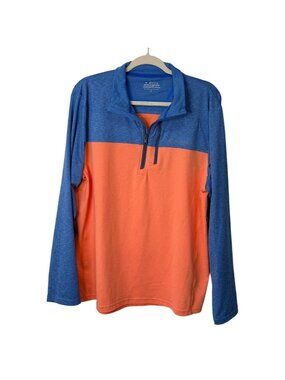 Vineyard Vines Men Size L On The Go Shep Shirt OTG 1/4 Zip Pullover Blue Orange